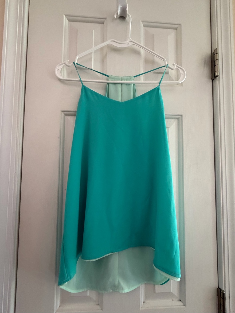 Turquoise Double-Layer Spaghetti Strap Tank Top
